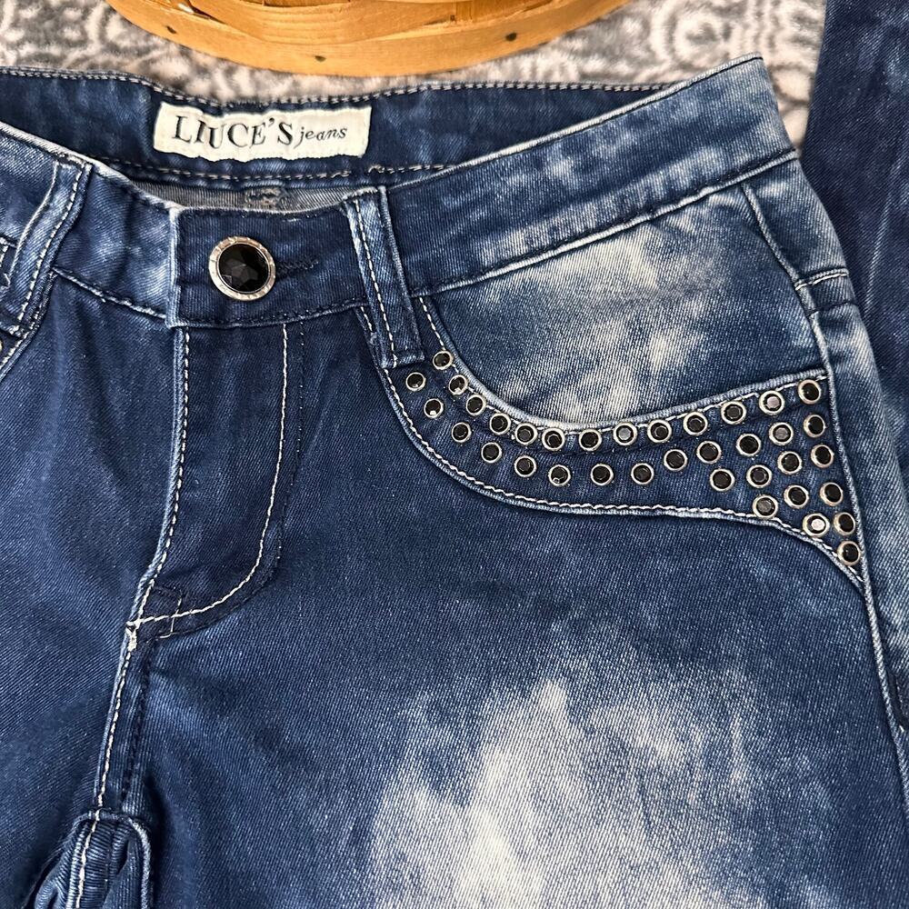 Vintage Y2k Luice's Acid Wash Embellished Jeans Size 1 - Picture 6 of 8